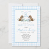 Preppy Duck Gingham Crest Baby shower uitnodiging (Voorkant)