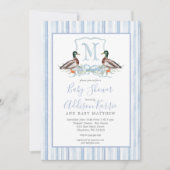 Preppy Duck Gingham Crest Baby shower uitnodiging (Voorkant)