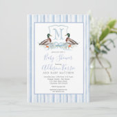 Preppy Duck Gingham Crest Baby shower uitnodiging (Staand voorkant)