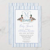 Preppy Duck Gingham Crest Baby shower uitnodiging (Voorkant / Achterkant)