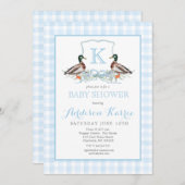 Preppy Duck Gingham Crest Baby shower uitnodiging (Voorkant / Achterkant)
