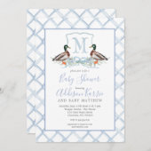 Preppy Duck Gingham Crest Baby shower uitnodiging (Voorkant / Achterkant)