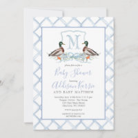 Preppy Duck Gingham Crest Baby shower uitnodiging