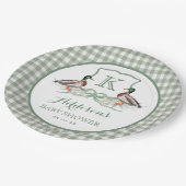 Preppy Duck Gingham Crest Baby shower uitnodiging Papieren Bordje (Gekanteld)