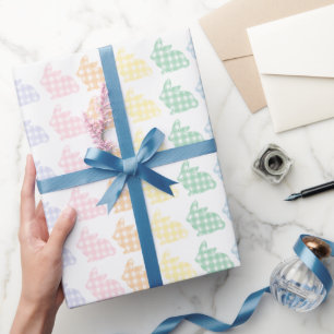 Preppy Easter Bunny Gingham Pastel Cadeaupapier
