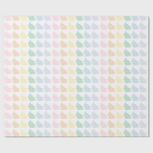 Preppy Easter Bunny Gingham Pastel Cadeaupapier (Vlak)