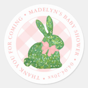 Preppy Easter Bunny Pink Bow Baby shower Hartelijk Ronde Sticker
