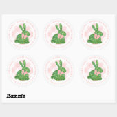 Preppy Easter Bunny Pink Bow Baby shower Hartelijk Ronde Sticker (Vel)