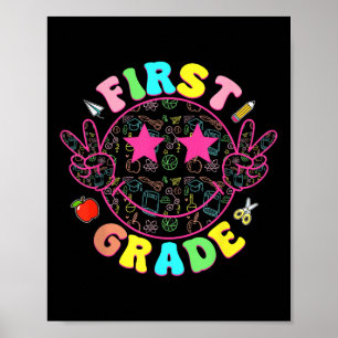 Preppy eerste klas glimlach gezicht terug naar sch poster