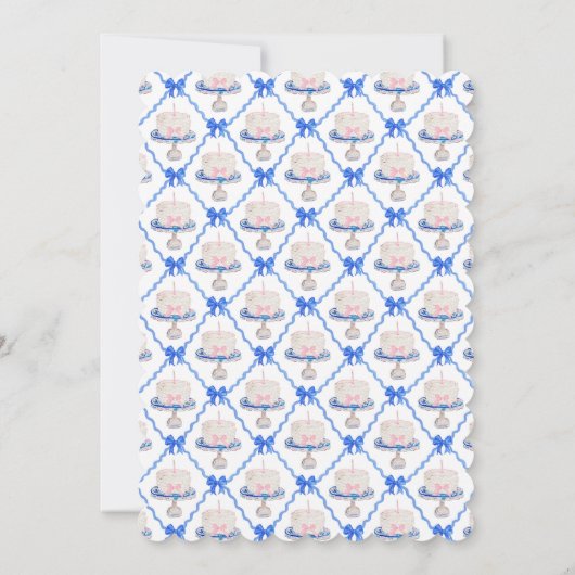 Preppy Eerste Verjaardag Chinoiserie Ruffle Cake B Kaart (Achterkant)