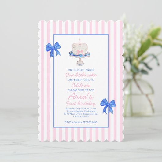 Preppy Eerste Verjaardag Chinoiserie Ruffle Cake B Kaart (Staand voorkant)
