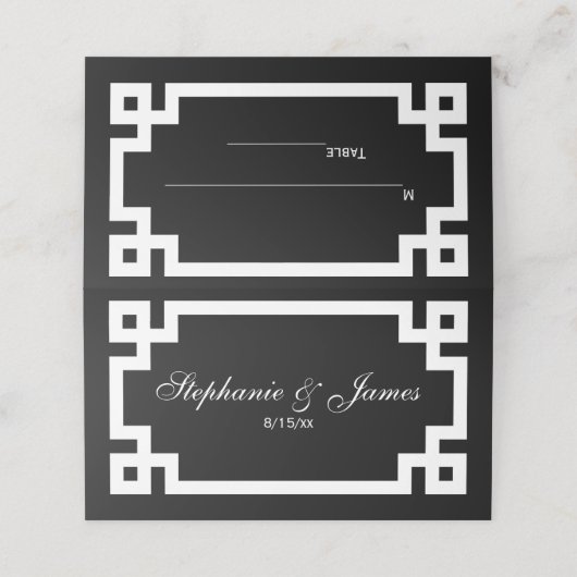 Preppy Elegan Wit Grieks Sleutel Escort Kaarten Plaatskaartje (Buitenkant ongevouwen)