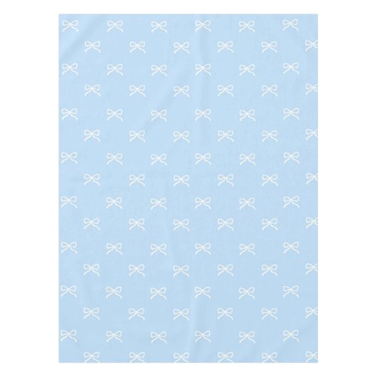 Preppy Elegant Blue Bow Pattern Spring & Summer Tafelkleed (Voorkant)