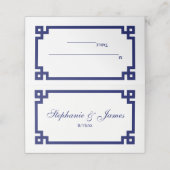Preppy Elegant Navy Blue Grieks Key Escort Kaarten Plaatskaartje (Buitenkant ongevouwen)