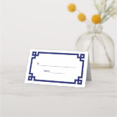 Preppy Elegant Navy Blue Grieks Key Escort Kaarten Plaatskaartje (Achterkant)