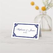 Preppy Elegant Navy Blue Grieks Key Escort Kaarten Plaatskaartje (Voorkant)