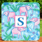 Preppy Elephant Monogram Tropisch Bier Onderzetter