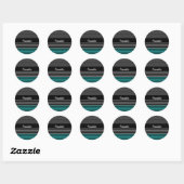 Preppy en verse Blauwgroen strepen met naam Ronde Sticker (Vel)