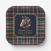 Preppy Equestrian Foal Floral Baby shower Papieren Bordje (Voorkant)