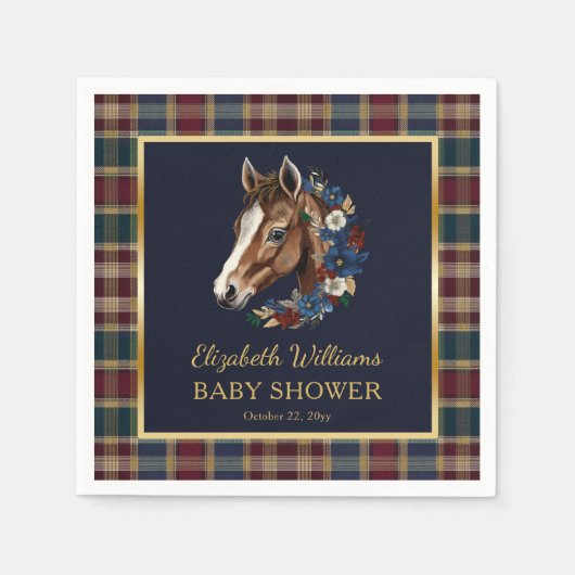 Preppy Equestrian Foal Floral Baby shower Servet (Voorkant)