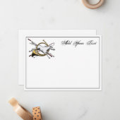 Preppy Equestrian Horse Jumping Horn Note Card Col Notitiekaartje (Voorkant / Achterkant in situ)