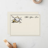 Preppy Equestrian Horse Jumping Horn Note Card Notitiekaartje (Voorkant / Achterkant in situ)