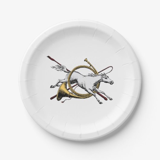 Preppy Equestrian Horse springt door de kleur van Papieren Bordje (Voorkant)