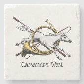 Preppy Equestrian Horse springt door de kleur van  Stenen Onderzetter (Voorkant)