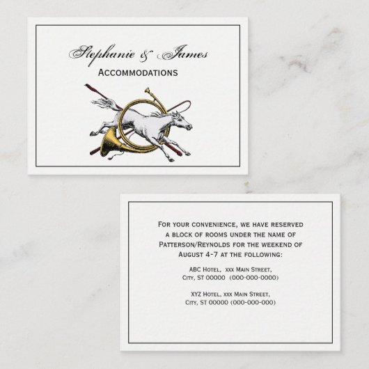 Preppy Equestrian Horse springt door de kleur van  Visitekaartje (Voorkant / Achterkant)