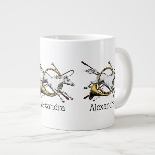 Preppy Equestrian Paard Springend Door Hoorn Kleur Grote Koffiekop
