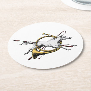 Preppy Equestrian Paard Springend Door Hoorn Kleur Ronde Kartonnen Onderzetter