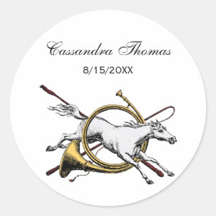 Preppy Equestrian Paard Springend Door Hoorn Kleur Ronde Sticker