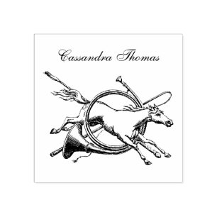 Preppy Equestrian Paard Springend Door Hoorn Kleur Rubberstempel