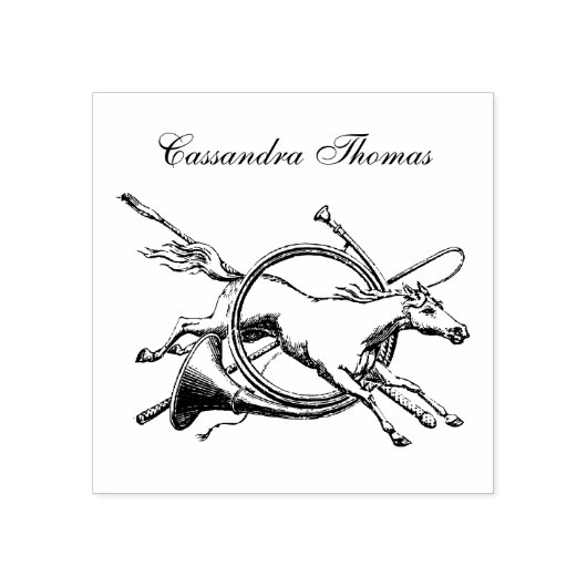 Preppy Equestrian Paard Springend Door Hoorn Kleur Rubberstempel (Afrduk)