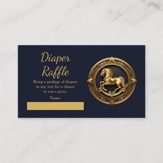 Preppy Equestrian Rocking Horse Blauwe Luier Raffl Informatiekaartje (Voorkant)