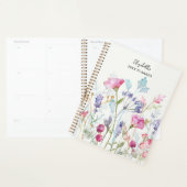 Preppy Esthetic Watercolor Floral Custom Name Planner (Display)
