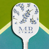Preppy esthetische retro wilde bloemen blauw monog pickleball paddle