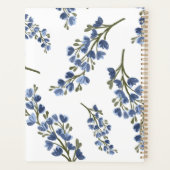 Preppy esthetische retro wilde bloemen blauw monog planner (Achterkant)