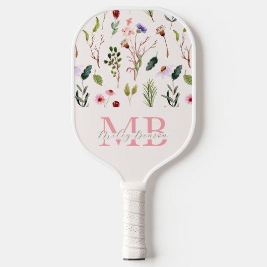 Preppy esthetische retro wilde bloemen Schattige m Pickleball Paddle (Voorkant)