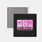 Preppy Faith Over Fear Breast Cancer Bow Warrior C Magneet (Voorkant / Achterkant)