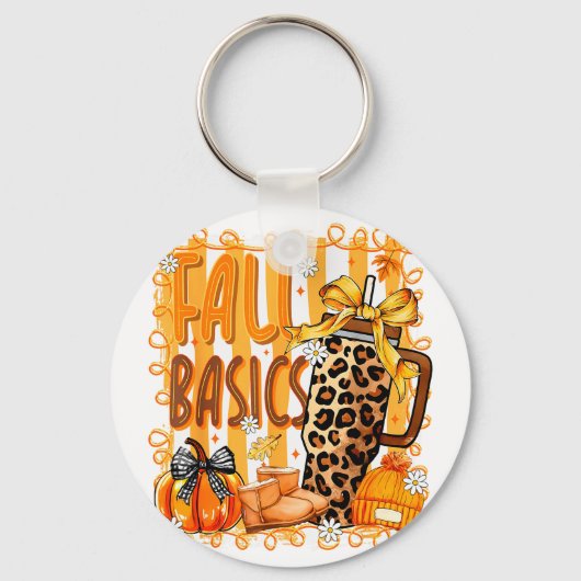 Preppy Fall Basics Coquette Bow Pumpkin Autumn Wom Sleutelhanger (Voorkant)