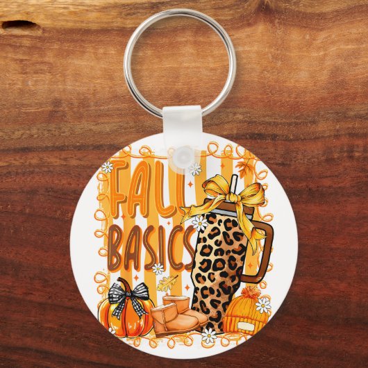 Preppy Fall Basics Coquette Bow Pumpkin Autumn Wom Sleutelhanger (Voorkant)