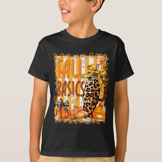 Preppy Fall Basics Coquette Bow Pumpkin Autumn Wom T-shirt (Voorkant)