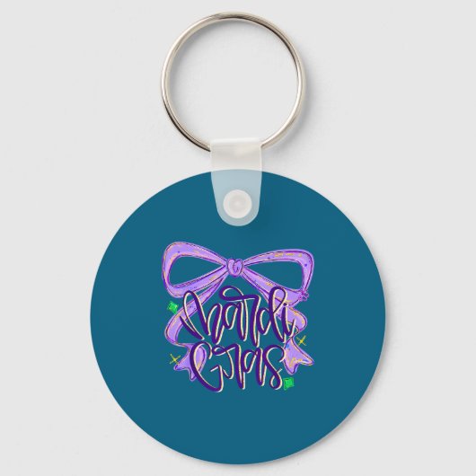 Preppy Fat Tuesday Mardi Gras Coquette Bow Women G Sleutelhanger (Voorkant)