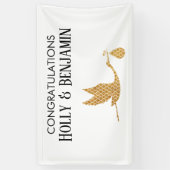 Preppy Faux Gold Stork Gefeliciteerd Baby shower Spandoek (Verticaal)
