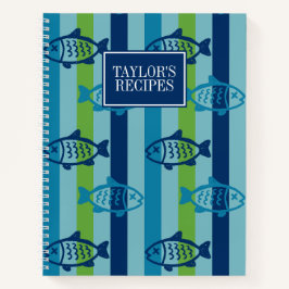 Preppy Fish Coastal Kitchen Stripe Recipe Notitieboek