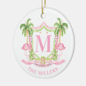Preppy Flamingo Christmas Crest Keramisch Ornament (Links)