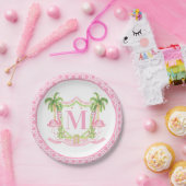 Preppy Flamingo Christmas Crest Papieren Bordje (Feest)
