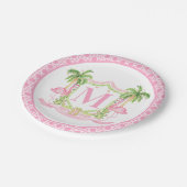 Preppy Flamingo Christmas Crest Papieren Bordje (Gekanteld)