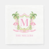 Preppy Flamingo Christmas Crest Servet (Voorkant)